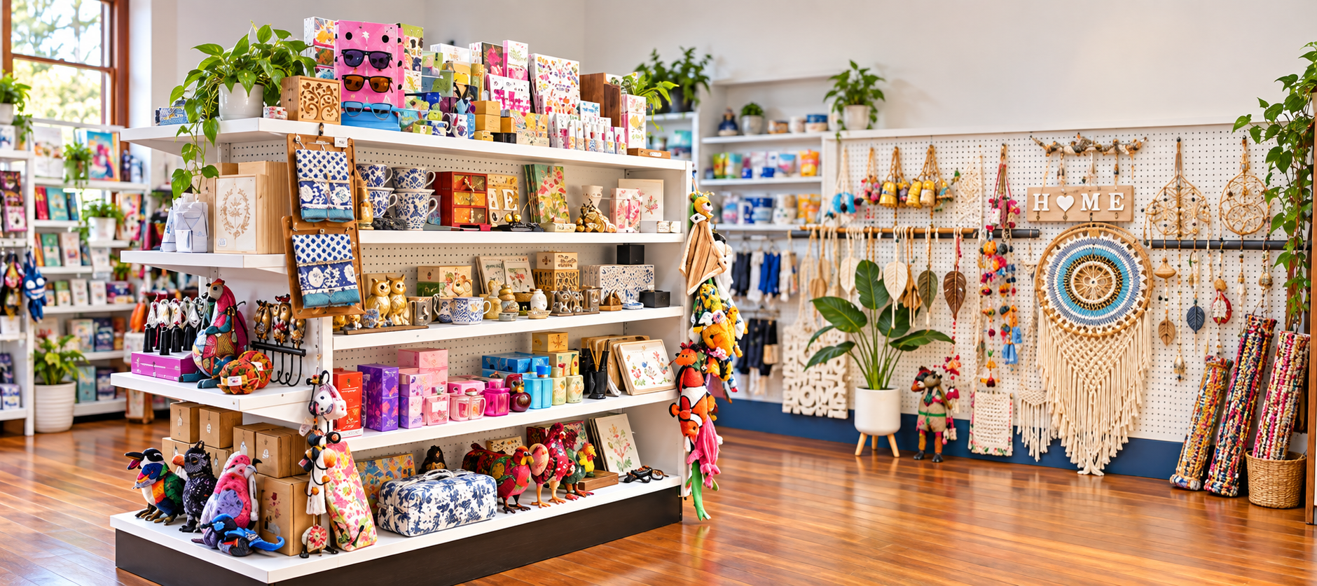 Gift and homewares shelves at Williams Pharmacy.