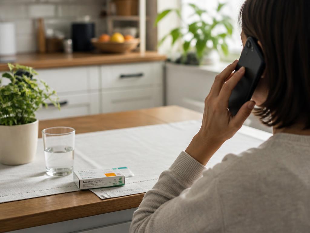 Patient having a telehealth phone consultation with a doctor